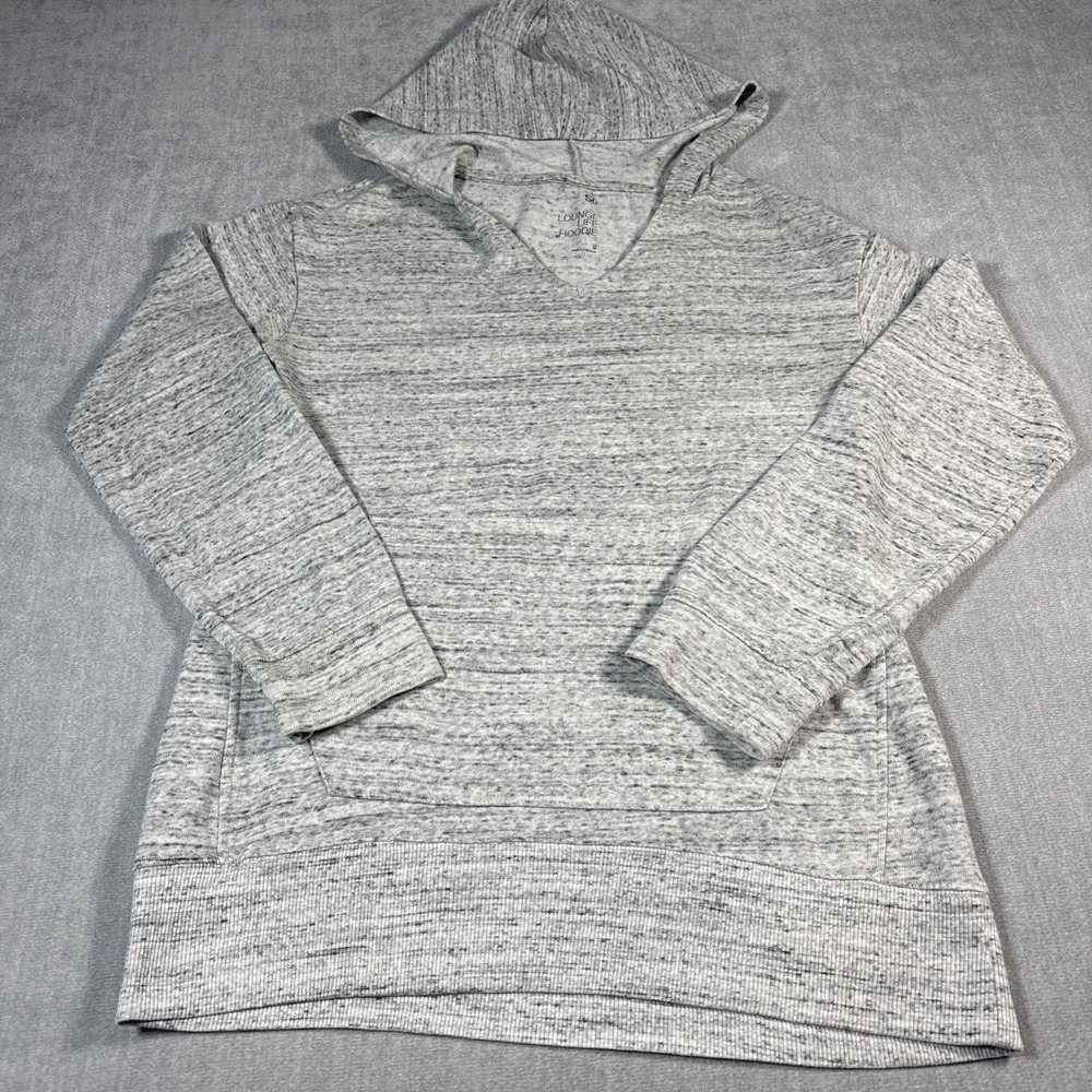 SO Lounge Life Softest Fleece Marled Gray Hoodie Medium Pullover Womens